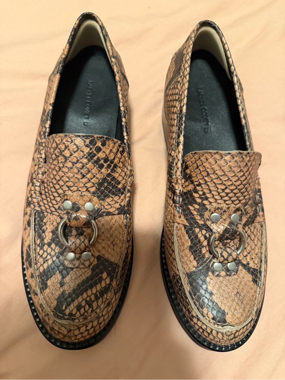 Rachel Comey Women's Snake-Print Loafers in Brown and Black